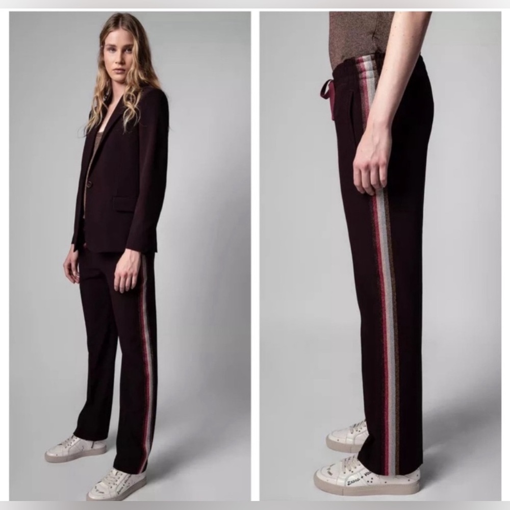 Zadig & Voltaire Pomy Crepe Pants - Burgundy NWT